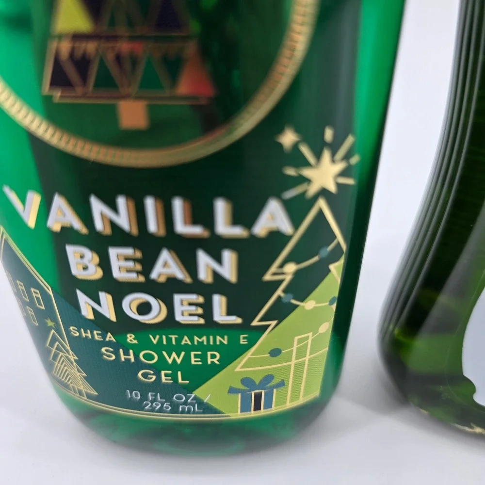 Bath & Body Works Shower Gel Vanilla Bean Noel Holiday 2pk Green 10oz New Unused